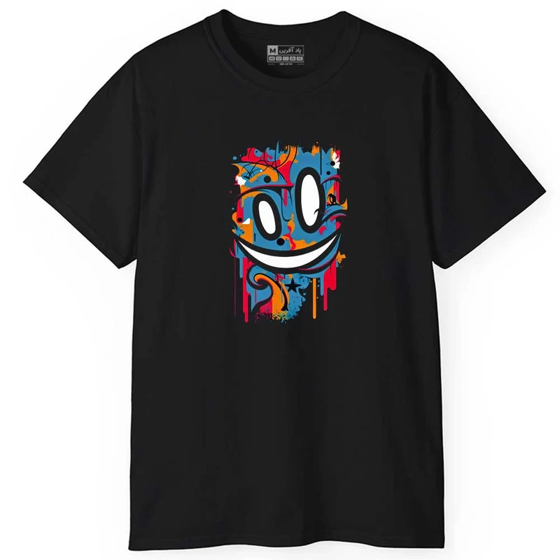 تی شرت آستین کوتاه مردانه پاد آفرین مدل اسپرت طرح ایموجی لبخند کد 01052