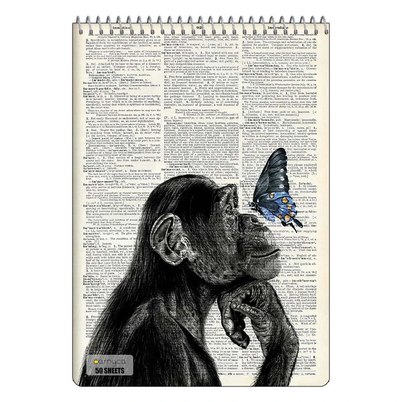دفتر نقاشی 50 برگ سیمی کارنیکا طرح روزنامه وینتج حیوانات Vintage Newspaper Animals کد 42166