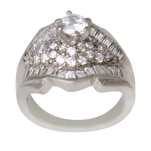 انگشتر نقره زنانه مدل آبکاری راذیوم کد AWR_868