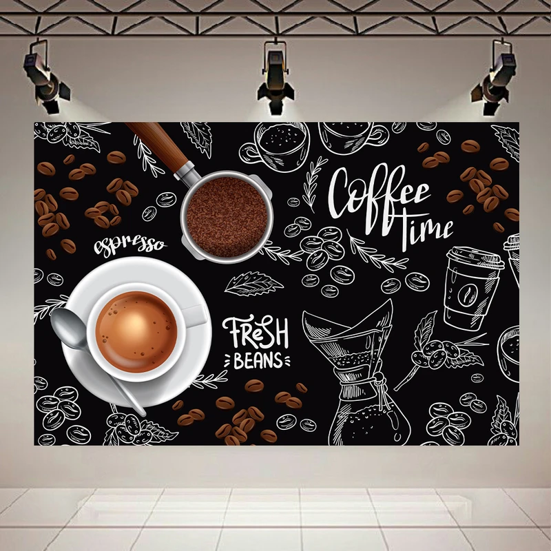 تابلو بوم طرح مخمل قهوه مدل Coffee Time کد PD20152