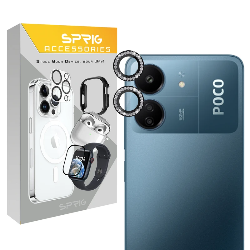 محافظ لنز دوربین رینگی اسپریگ مدل Ring Metal Diamond مناسب برای گوشی موبایل شیائومی Poco C65