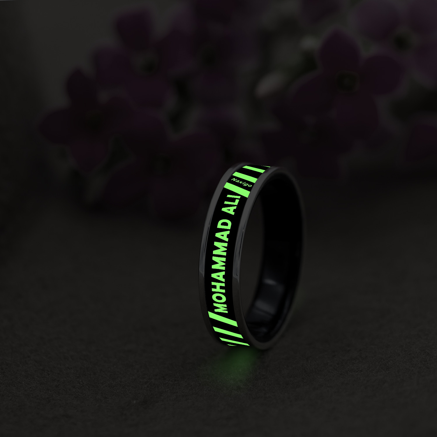 انگشتر ناکسیگو مدل شب تاب طرح محمد علی کد RB15856