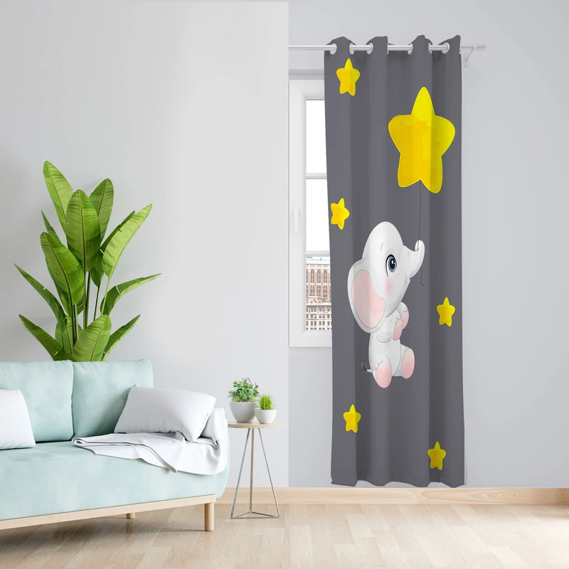 پرده مدل هازان پانچی طرح اتاق کودک چاپی کد 1907 سایز 140x280 سانتی متر