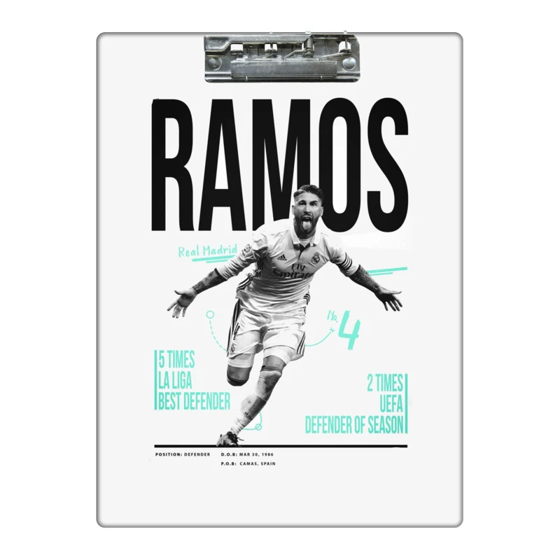 تخته شاسی طرح فوتبالبیست راموس  کد 0988416 سایز A4