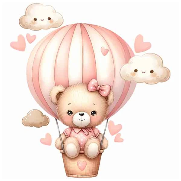 استیکر دیواری کودک راتیانا مدل lovely teddy ballon