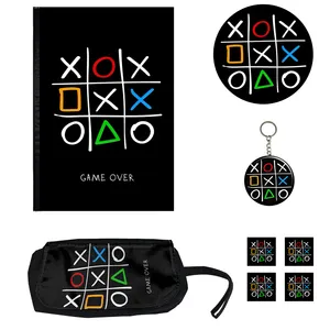 بسته لوازم تحریر مدل ایکس او طرح کلاسور کد xo مجموعه 8 عددی