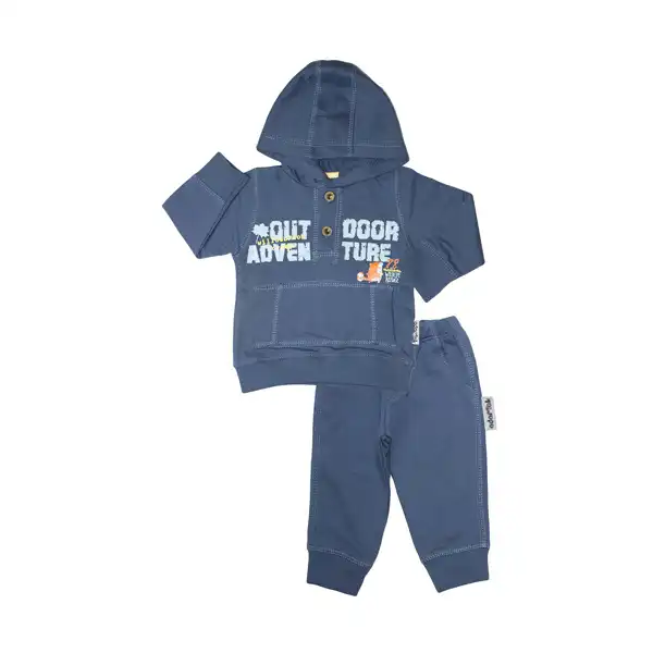 ست هودی و شلوار نوزادی آدمک مدل 01 کد 265000 رنگ سرمه ای