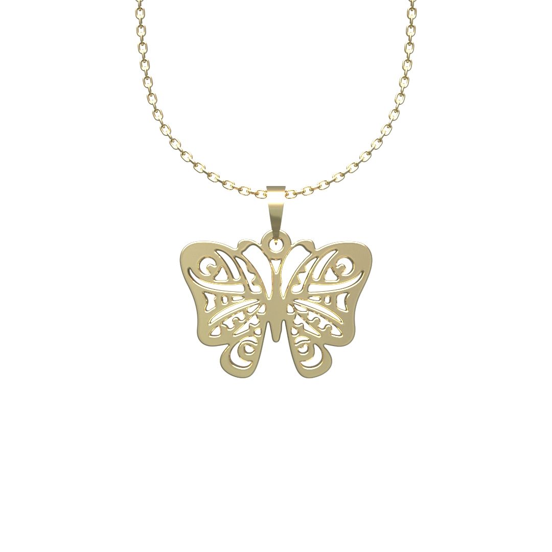 گردنبند طلا 18 عیار زنانه مدوپد مدل پروانه کد V2-1-1036 - - 7