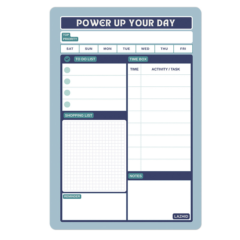 تخته وایت برد لاژید طرح پلنر روزانه سایز 20X30 سانتیمتر