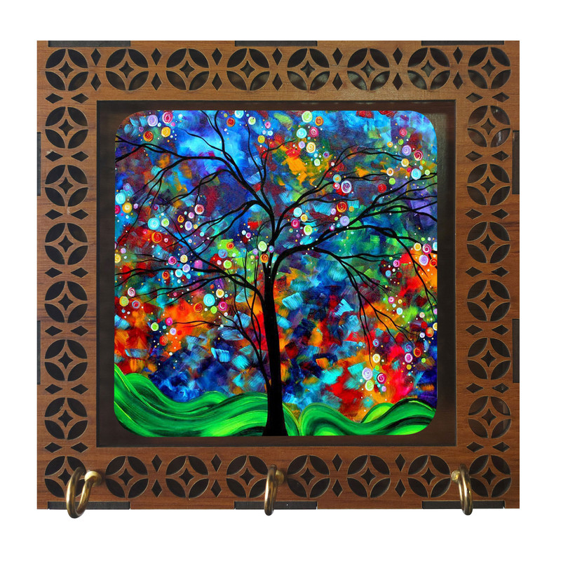 جاکلیدی مدل D1054 طرح نقاشی درخت و رنگ و نور