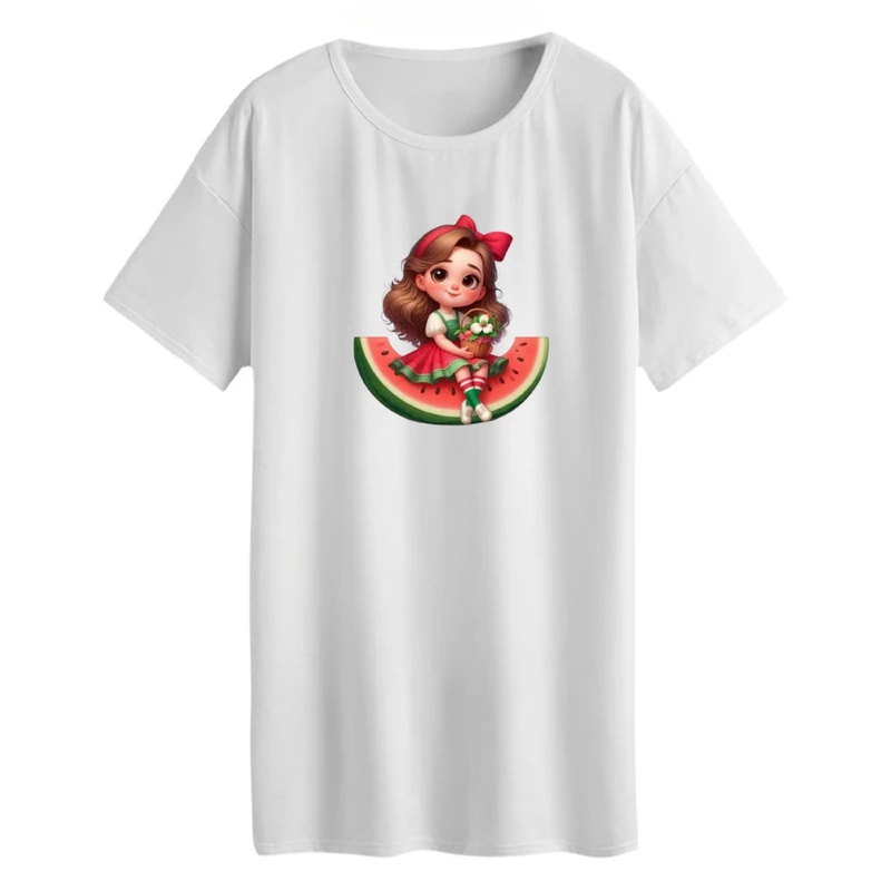 تی شرت لانگ زنانه مدل دخترک یلدایی کد 01