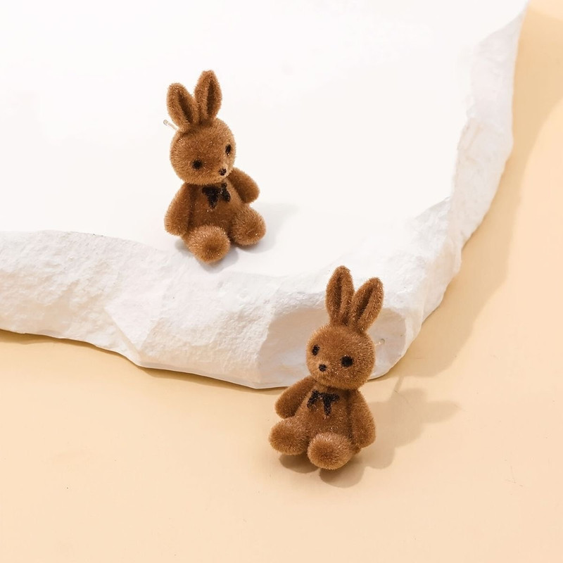 گوشواره زنانه مدل خرس مخملی