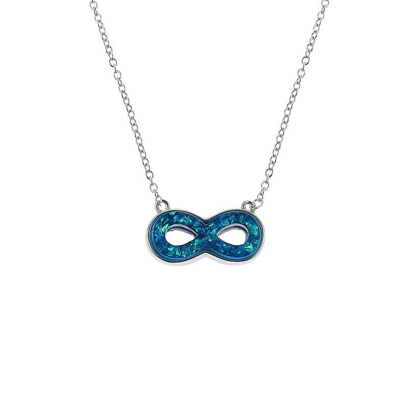 گردنبند نقره زنانه مدل سنگ اوپال بینهایت FOR EVER کد 789442