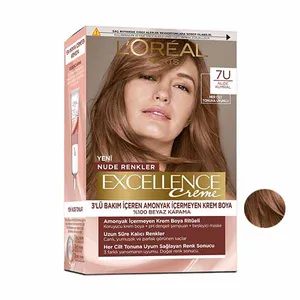کیت رنگ مو لورآل مدل Excellence شماره 7U حجم 48 میلی لیتر رنگ فندقی 