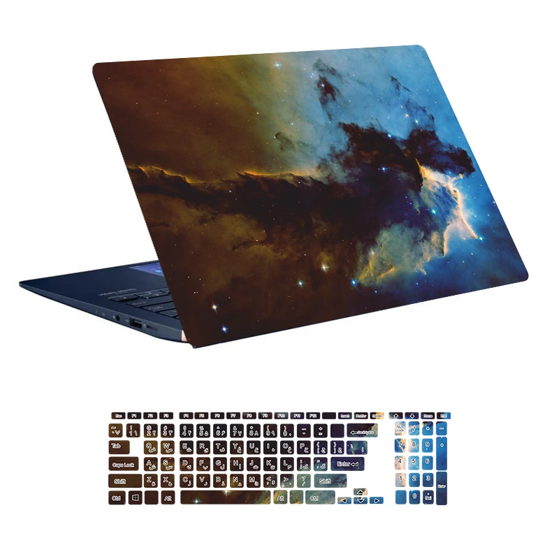 استیکر لپ تاپ توییجین و موییجین طرح Space کد 134 مناسب برای لپ تاپ 15.6 اینچ به همراه برچسب حروف فارسی کیبورد 