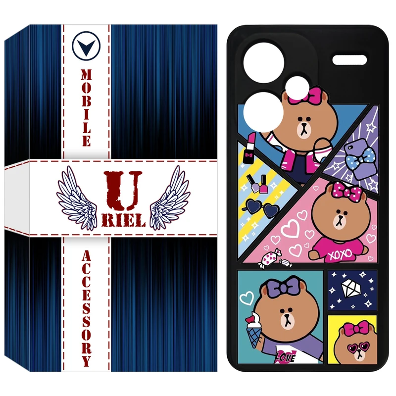 کاور یوریل قاب مدل KSH کد 13 طرح Brown مناسب برای گوشی موبایل شیائومی Redmi Note 13 Pro Plus