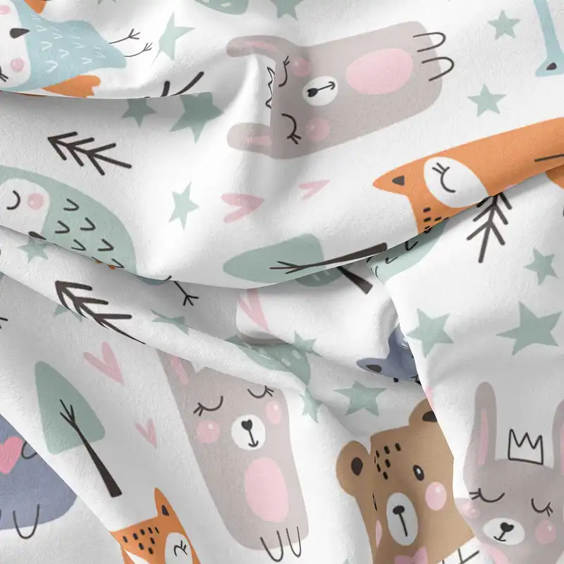 پارچه ملحفه پارچه باما مدل مخمل نوزادی طرح سرزمین حیوانات کد 5011348