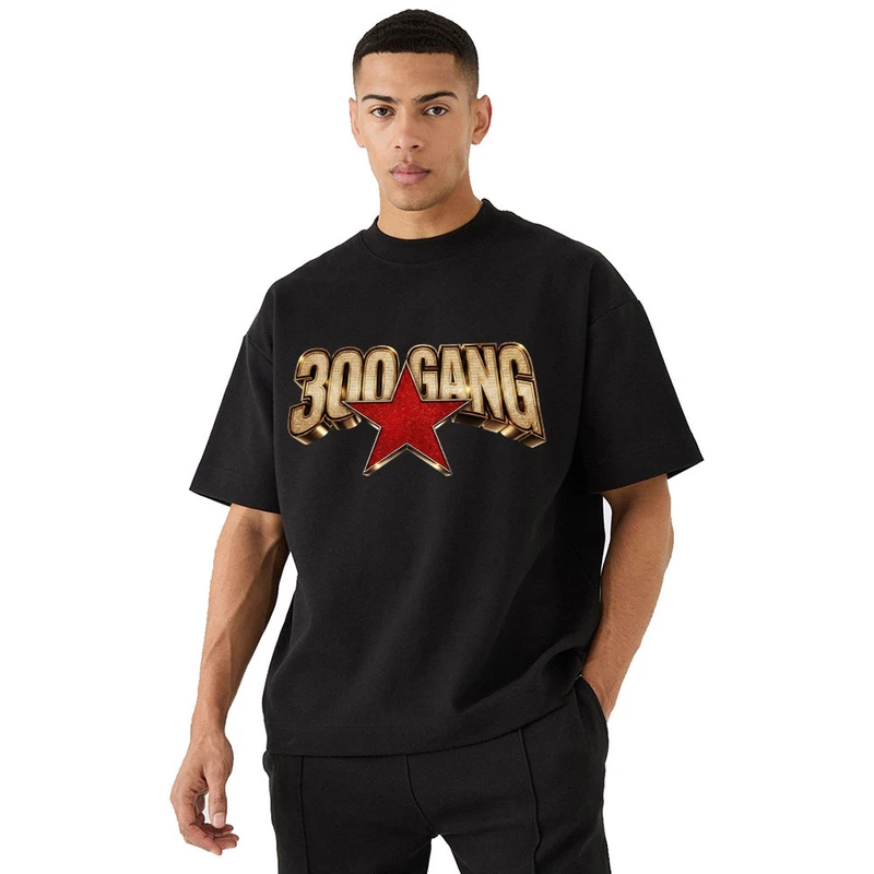 تی شرت باکسی مردانه پنبه طرح 300GANG