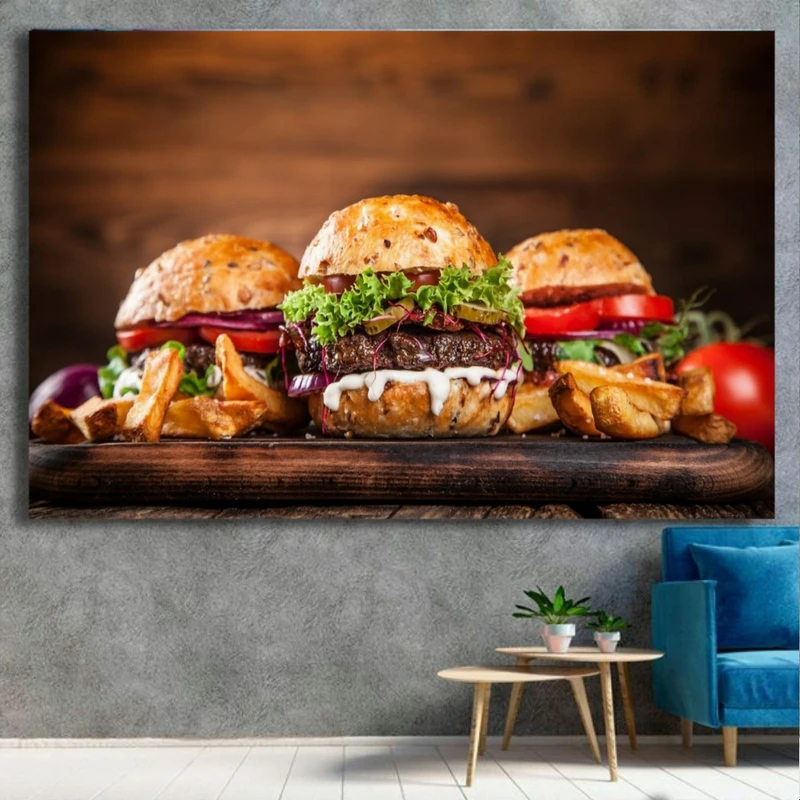پوستر پارچه ای مدل فست فود طرح همبرگر کد SDP1455