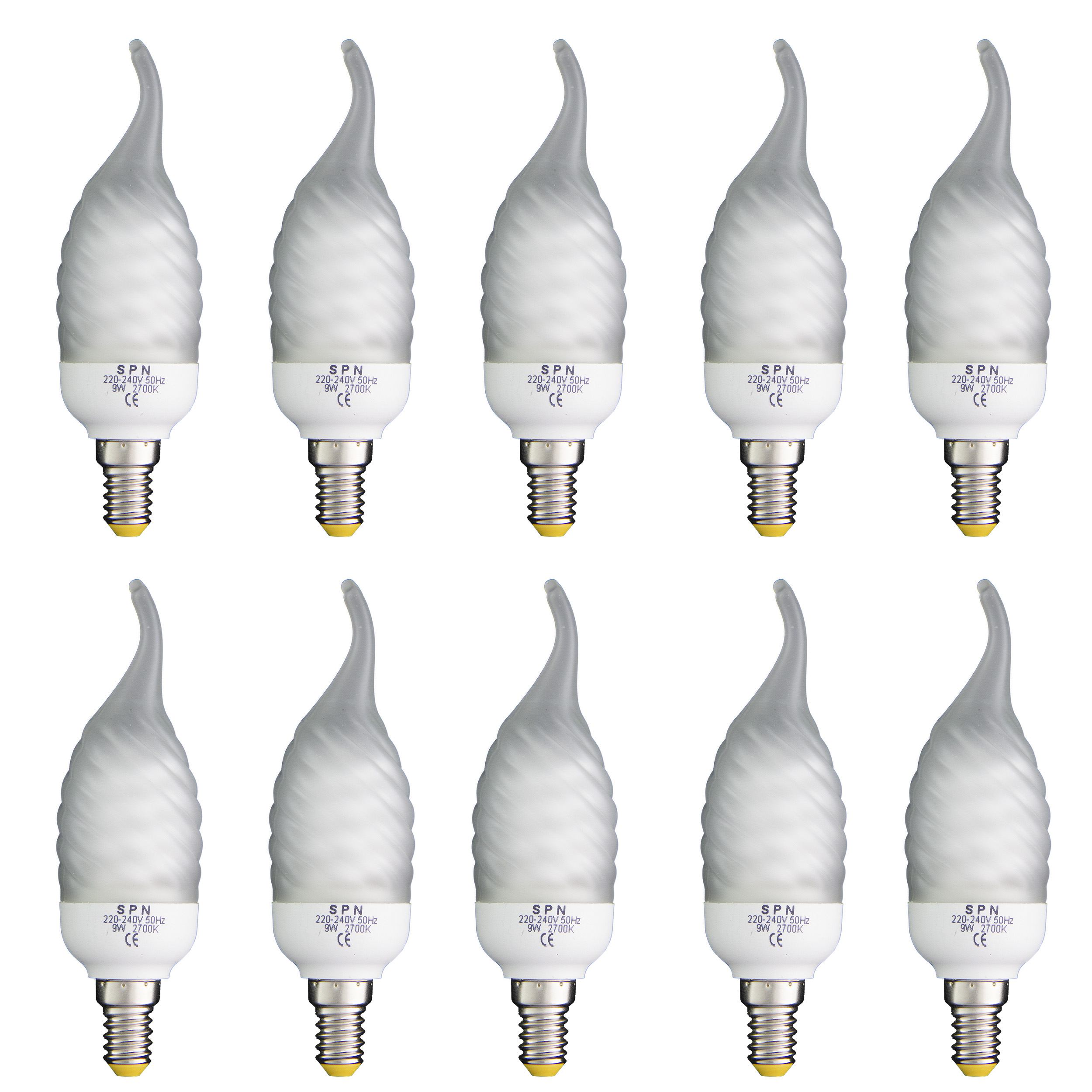 لامپ کم مصرف 9 وات اس پی ان مدل 90 پایه E14 بسته 10 عددی