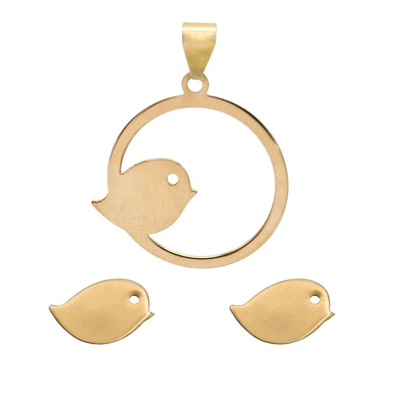 نیم ست طلا 18 عیار دخترانه مدل جوجه P356