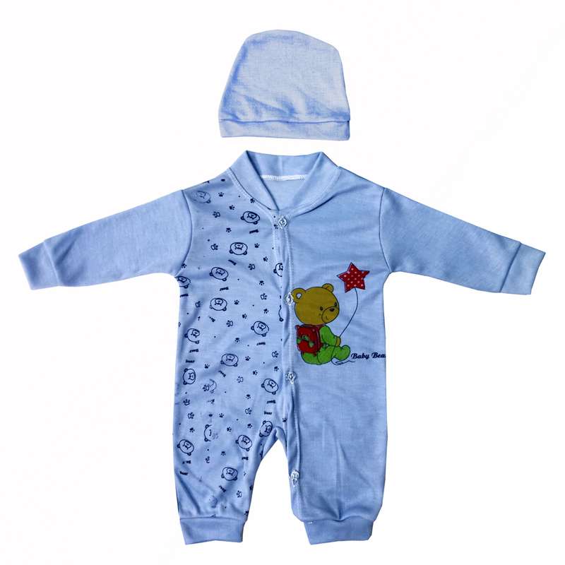 ست سرهمی و کلاه نوزادی مدل خرس و ستاره کد 880580