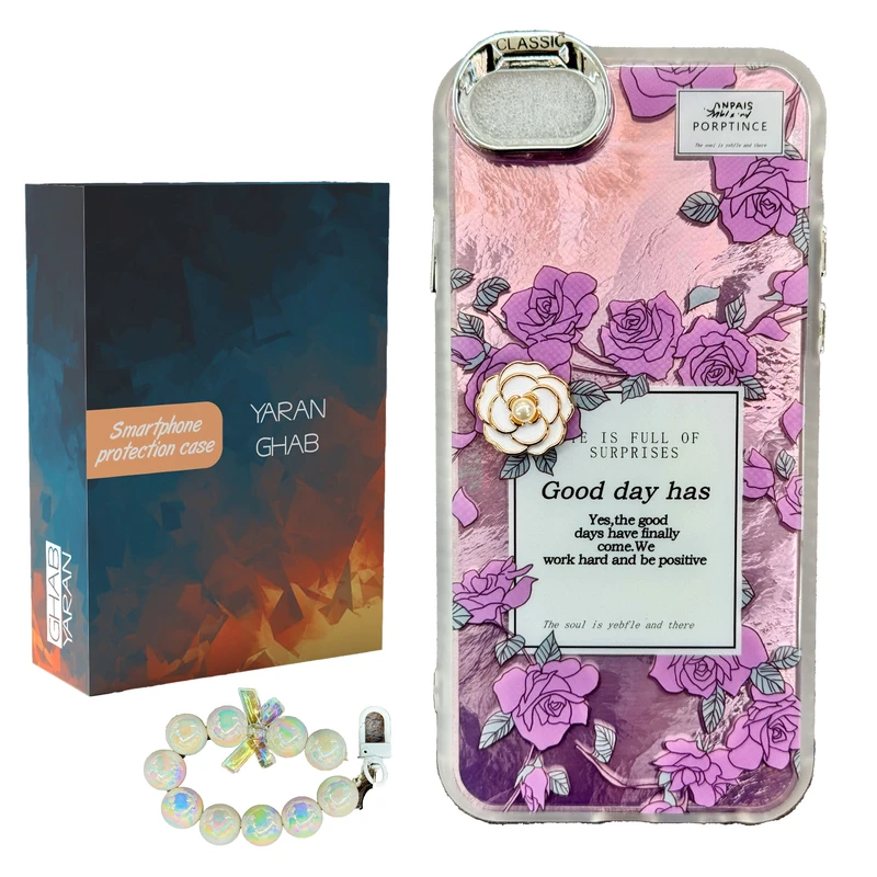 کاور قاب یاران مدل ماربل گل مناسب برای گوشی موبایل اپل IPhone 7 / 8 / SE 2020 به همراه بند آویز