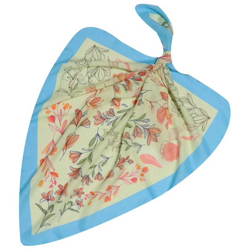 دستمال سر و گردن زنانه مدل نخی پاییزی طرح گلهای پاییزی کد 2040