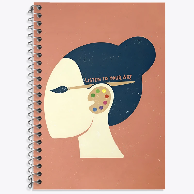 دفتر زبان 50 برگ خندالو مدل دو خط طرح Listen To Your Art کد N4343