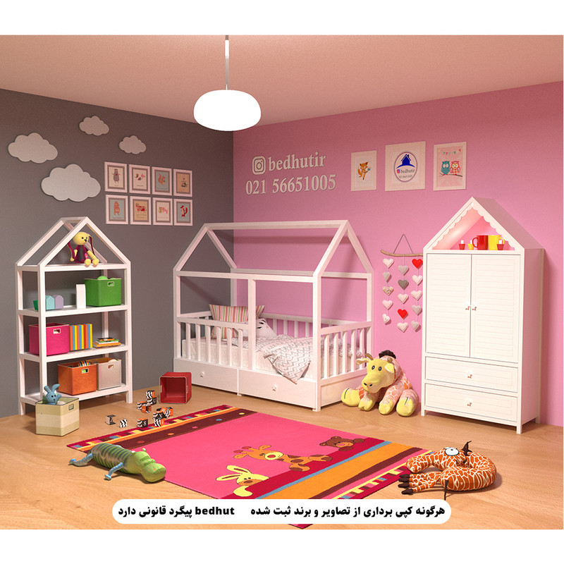 تختخواب کودک  مدل مونته سوری کلبه ای سایز نوجوان