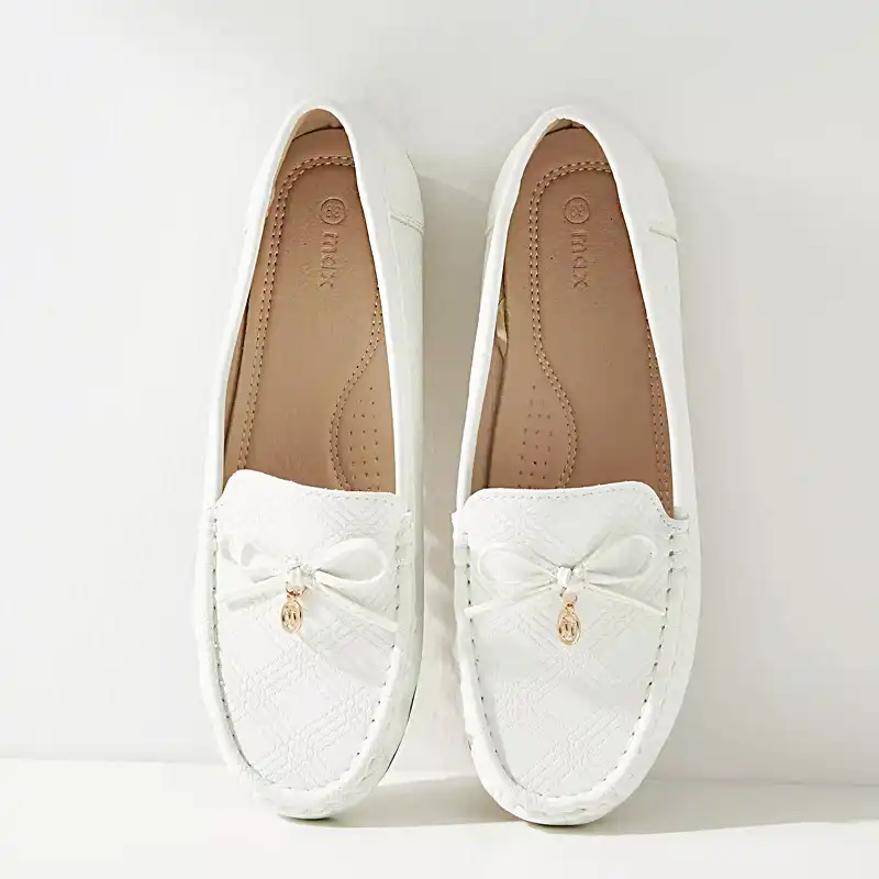 کفش کالج زنانه مکس مدل Perforated Slip-On Loafers with Bow Accent