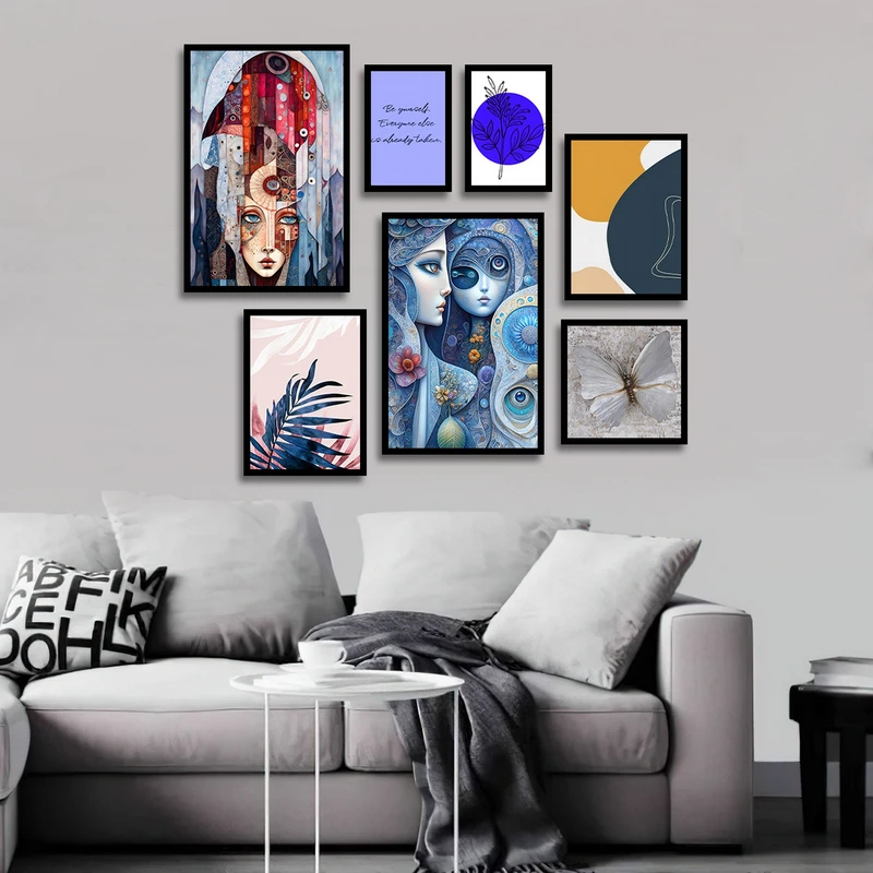 تابلو بکلیت طرح نقاشی مدرن مدل شاین اکلیلی B-1834 مجموعه 7 عددی