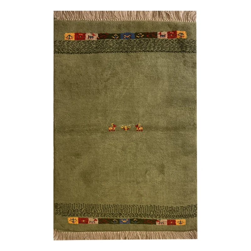 گبه دستبافت قشقایی یک متری کد NKP.RJ0072 زمینه سبز