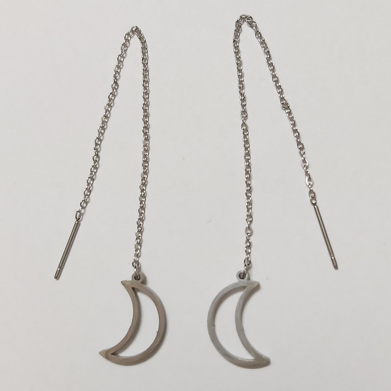 گوشواره زنانه مدل بخیه طرح ماه کد moo111