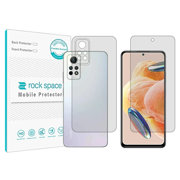 محافظ صفحه نمایش شفاف راک اسپیس مدل HyGEL مناسب برای گوشی موبایل  شیائومی Redmi Note12 Pro 4G  به همراه محافظ پشت