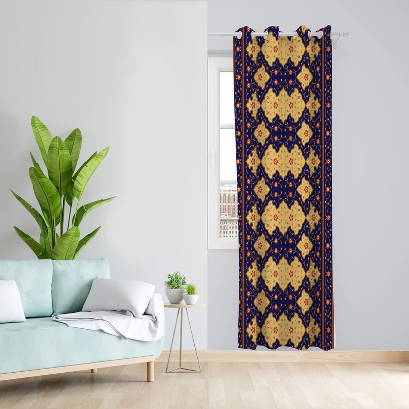 پرده طرح سنتی مدل مخمل پانچی کد  L148 Z سایز 140x200 سانتی متر