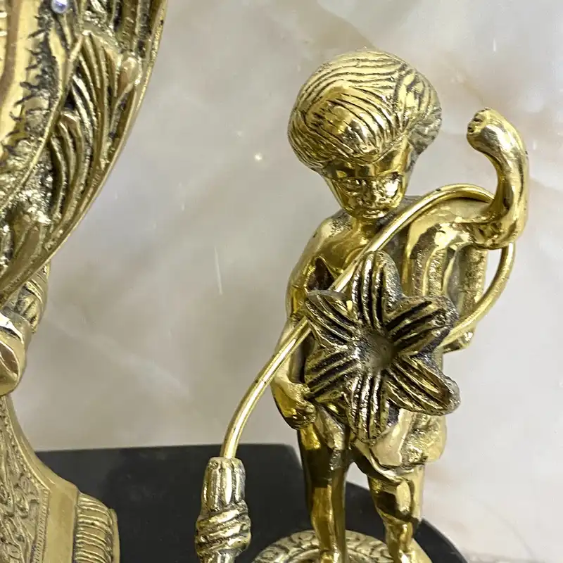 ست 3 تکه ساعت و جاشمعی برنجی مدل خروس2496