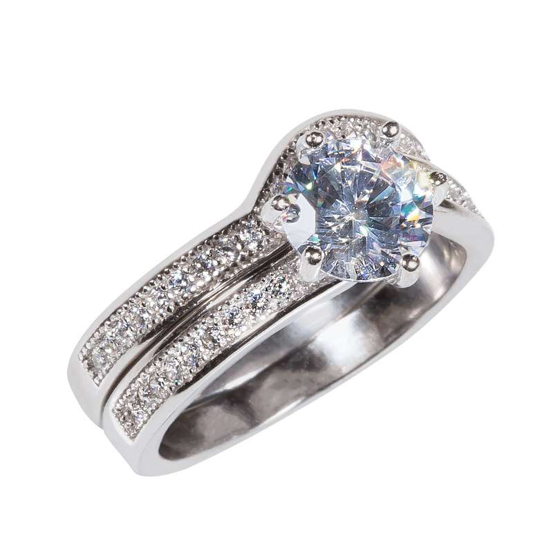 انگشتر نقره زنانه مدل 22065 بسته 2 عددی