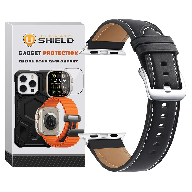بند آلتیمیت شیلد مدل Leather SM SL مناسب برای اپل واچ 46 میلی متری سری 10/11