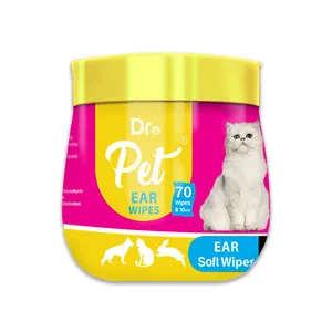 دستمال مرطوب گوش سگ و گربه دکترپت مدل Ear wipes بسته 70 عددی