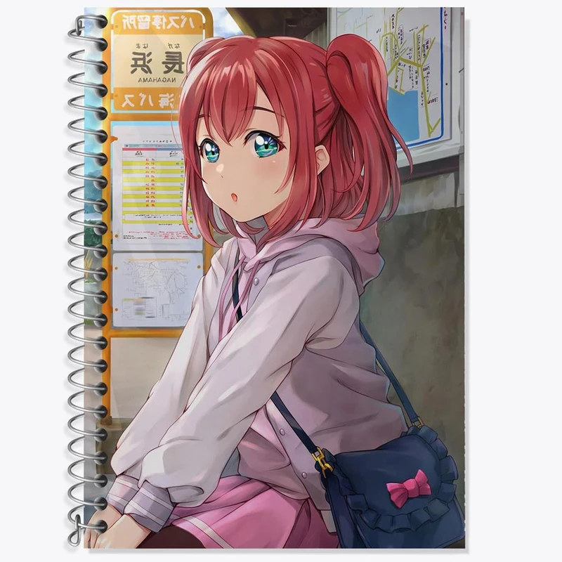 دفتر زبان 50 برگ خندالو مدل دو خط طرح روبی انیمه مادوکا مجیکا Madoka Magica کد 18405