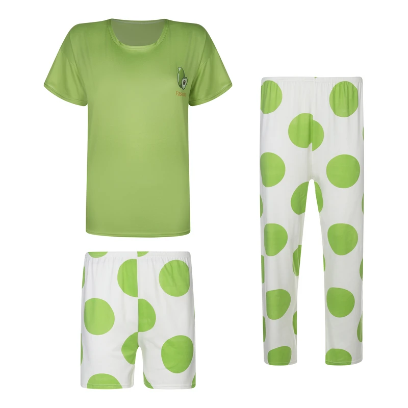 ست 3 تکه لباس راحتی زنانه مدل خالدار