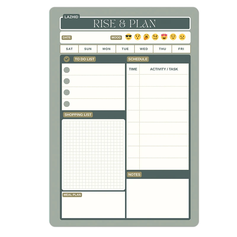 تخته وایت برد لاژید طرح پلنر روزانه سایز 20X30 سانتیمتر