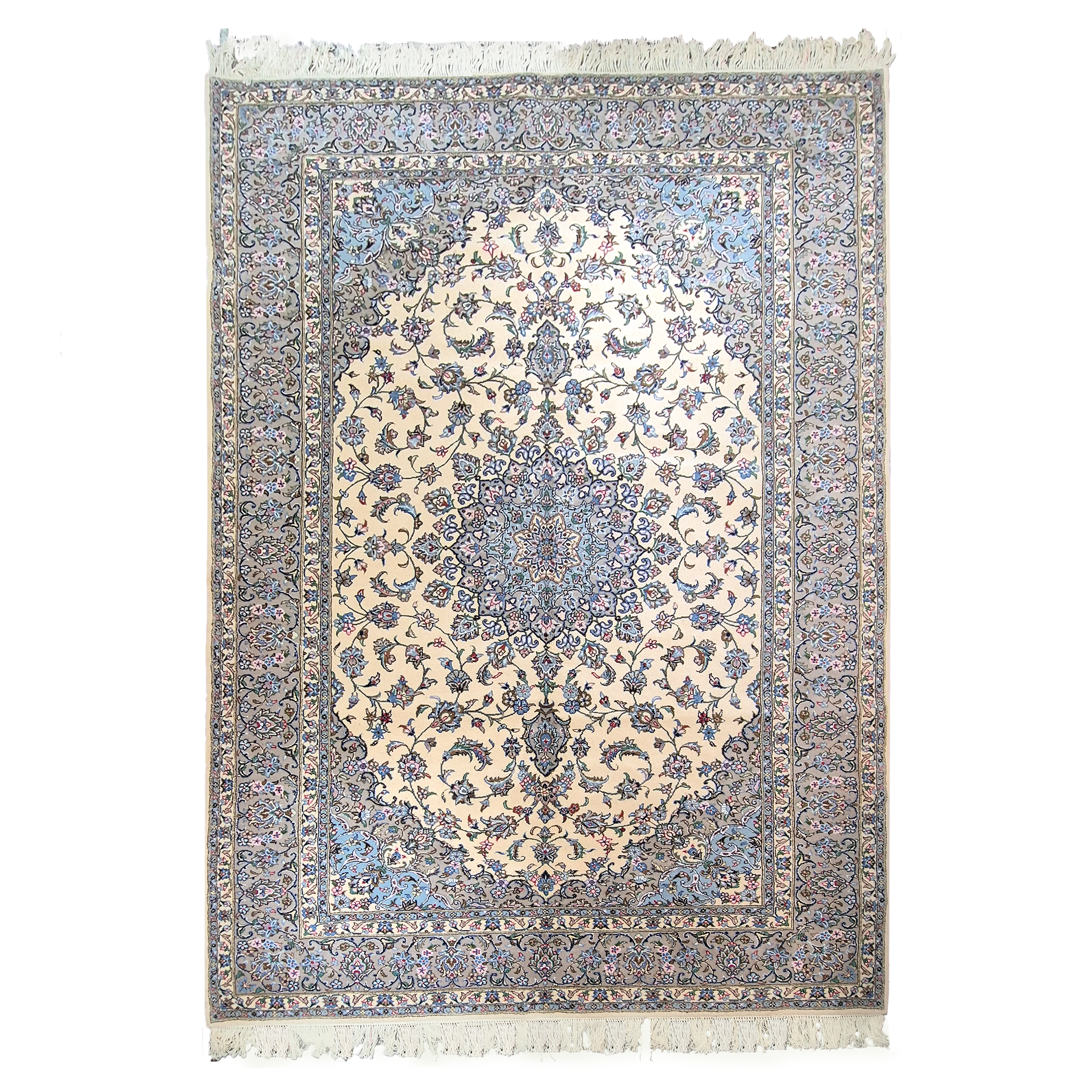 فرش دستباف 9 متری طرح اردکان گل ابریشم زمینه کرم کد F-982