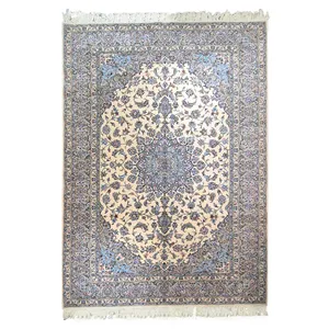 فرش دستباف 9 متری طرح اردکان گل ابریشم زمینه کرم کد F-982