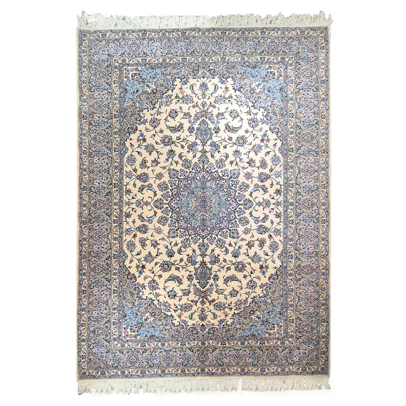 فرش دستباف 9 متری طرح اردکان گل ابریشم زمینه کرم کد F-982
