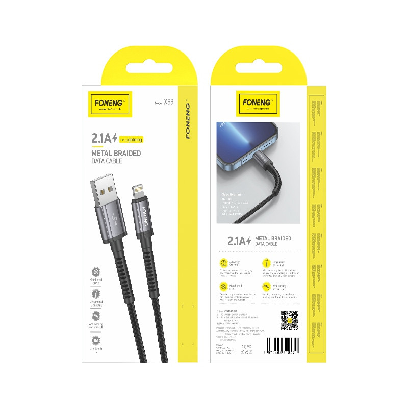 کابل تبدیل USB به Lightning فوننگ مدل X83 FAST CHARGE طول 1 متر