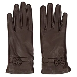 دستکش زنانه چرم مشهد مدل Brown R0160