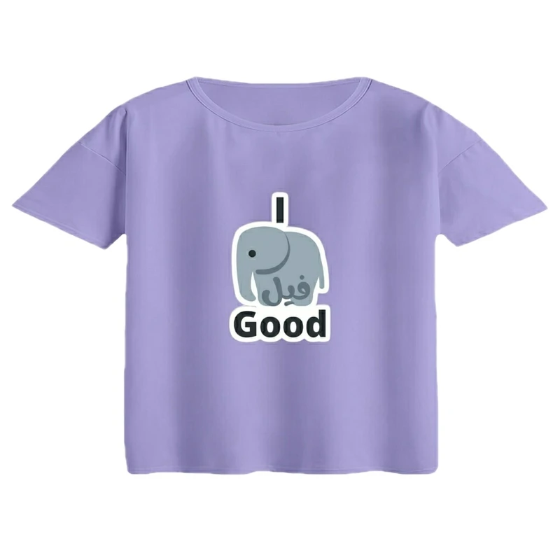 کراپ تی‌شرت آستین کوتاه زنانه مدل فیل کد 2