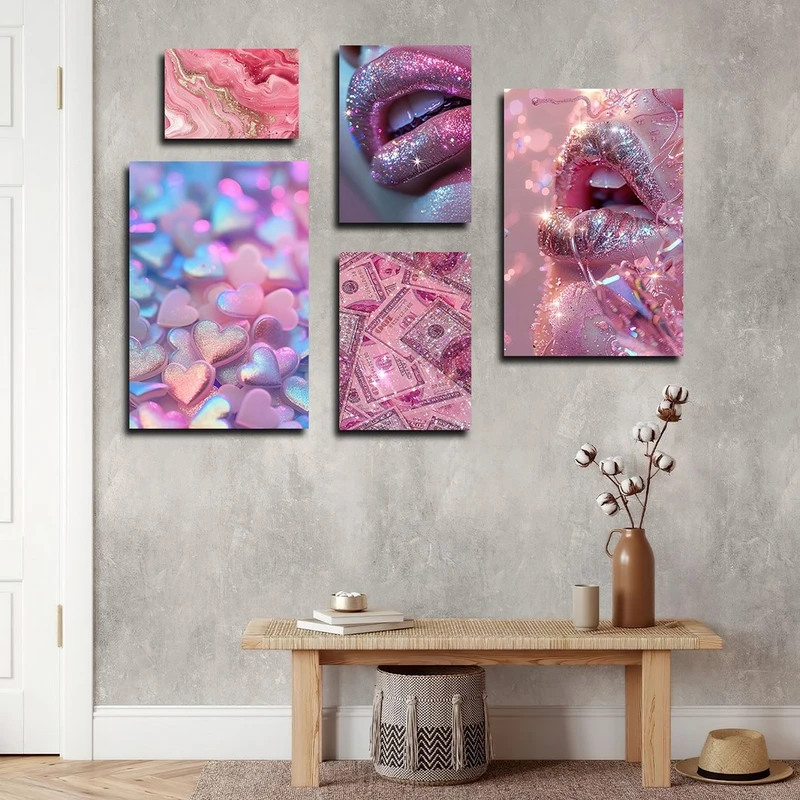 تابلو شاسی بکلیت طرح سالن زیبایی و میکاپ مدل SH-2843 مجموعه 5 عددی